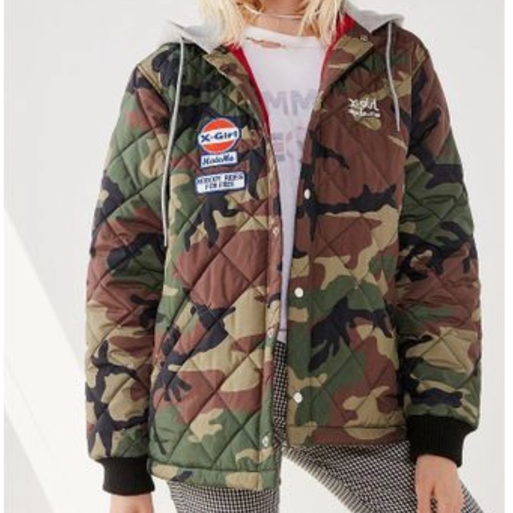 NEW UO MadeMe X-girl Quilted Camo Work JacketZ52-7